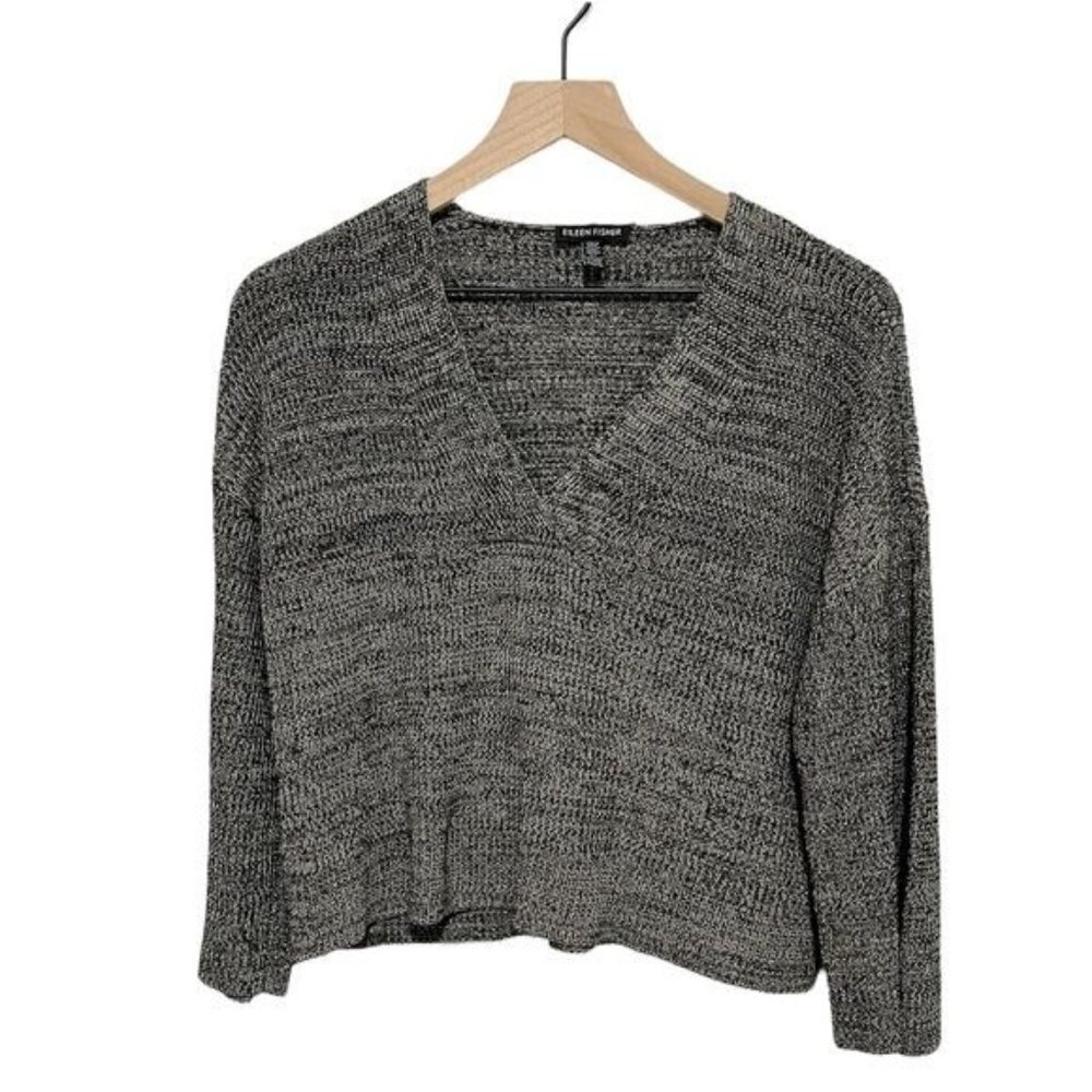 Eileen Fisher Black Tencel Long Flare Sleeves Size XXS